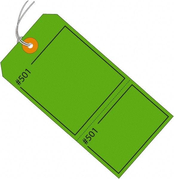 Made in USA - 4-3/4" High x 2-3/8" Long, Numbered, English Safety & Facility Retail Tag - Green Cardstock - Apex Tool & Supply