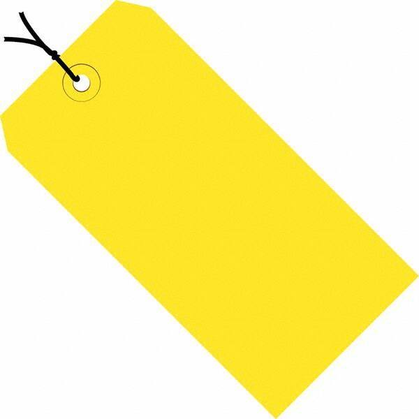 Made in USA - 3-3/4" High x 1-7/8" Long, Safety & Facility Blank Tag - Yellow Cardstock - Apex Tool & Supply