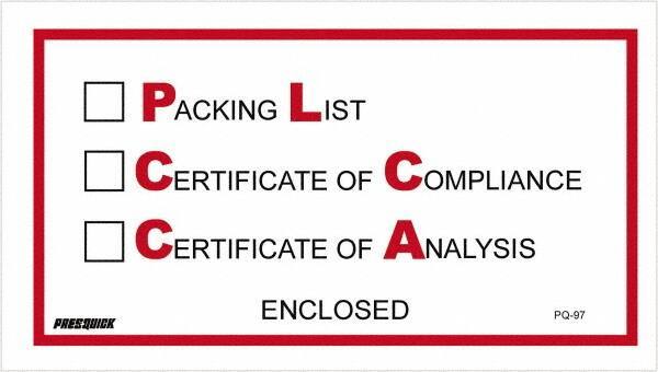 Value Collection - 1,000 Piece, 5-1/2" Long x 10" Wide, Packing List Envelope - Packing List/Certificate of Compliance/Certificate of Analysis Enclosed, Red/Black - Apex Tool & Supply