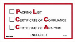 Value Collection - 1,000 Piece, 5-1/2" Long x 10" Wide, Packing List Envelope - Packing List/Certificate of Compliance/Certificate of Analysis Enclosed, Red/Black - Apex Tool & Supply