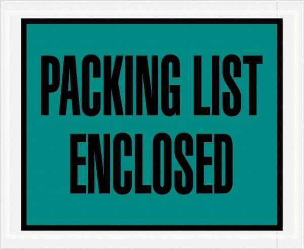 Value Collection - 1,000 Piece, 4-1/2" Long x 5-1/2" Wide, Packing List Envelope - Packing List Enclosed, Green - Apex Tool & Supply