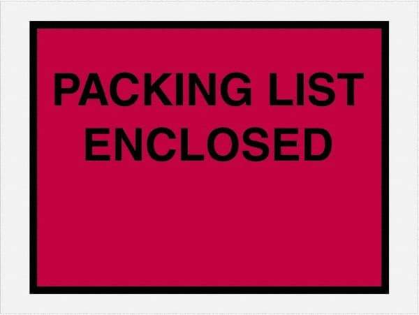 Value Collection - 1,000 Piece, 4-1/2" Long x 6" Wide, Packing List Envelope - Packing List Enclosed, Red - Apex Tool & Supply