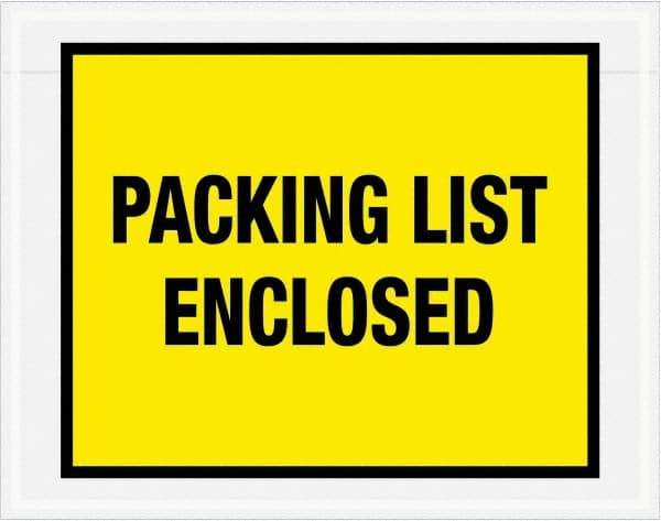 Value Collection - 1,000 Piece, 7" Long x 5-1/2" Wide, Packing List Envelope - Packing List Enclosed, Yellow - Apex Tool & Supply