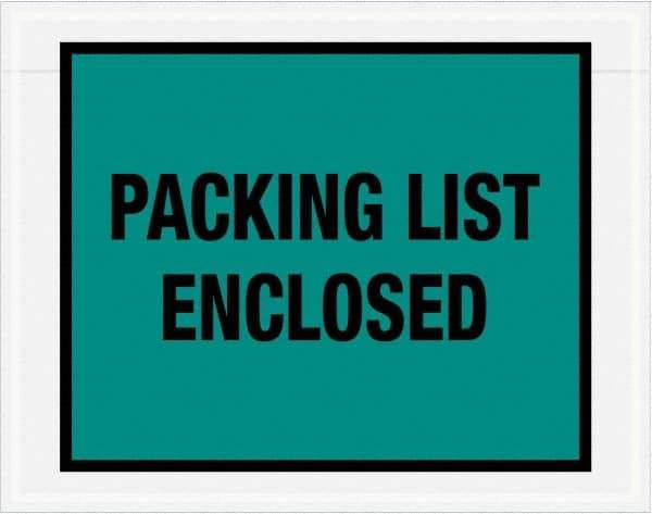 Value Collection - 1,000 Piece, 7" Long x 5-1/2" Wide, Packing List Envelope - Packing List Enclosed, Green - Apex Tool & Supply