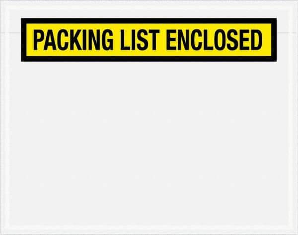 Value Collection - 1,000 Piece, 7" Long x 5-1/2" Wide, Packing List Envelope - Packing List Enclosed, Yellow - Apex Tool & Supply