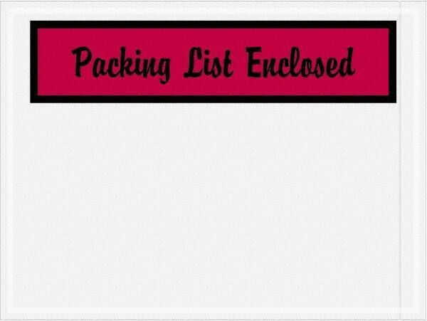 Value Collection - 1,000 Piece, 4-1/2" Long x 6" Wide, Packing List Envelope - Packing List Enclosed, Red - Apex Tool & Supply