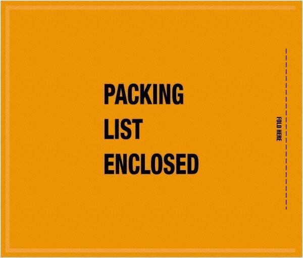 Value Collection - 1,000 Piece, 8-1/2" Long x 10" Wide, Packing List Envelope - Packing List Enclosed, Orange - Apex Tool & Supply