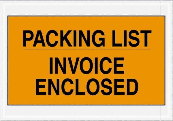 Value Collection - 1,000 Piece, 7" Long x 10" Wide, Packing List Envelope - Packing List/Invoice Enclosed, Orange - Apex Tool & Supply