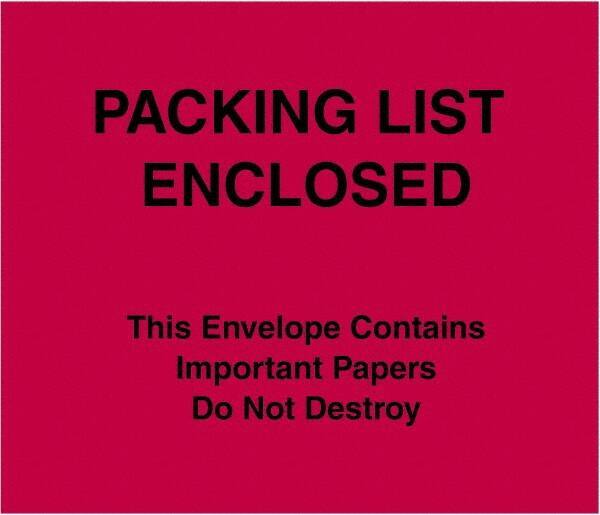 Value Collection - 1,000 Piece, 7" Long x 6" Wide, Packing List Envelope - Packing List Enclosed, Red - Apex Tool & Supply