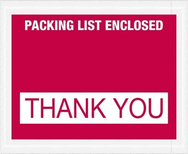 Value Collection - 1,000 Piece, 4-1/2" Long x 5-1/2" Wide, Packing List Envelope - Packing List Enclosed - Thank You, Red - Apex Tool & Supply