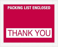 Value Collection - 1,000 Piece, 4-1/2" Long x 5-1/2" Wide, Packing List Envelope - Packing List Enclosed - Thank You, Red - Apex Tool & Supply