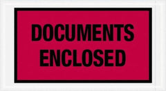 Value Collection - 1,000 Piece, 5-1/2" Long x 10" Wide, Packing List Envelope - Documents Enclosed, Red - Apex Tool & Supply