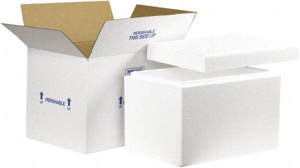 Made in USA - 12" Wide x 19" Long x 12-1/2" High Rectangle Insulated Box - 1 Wall, White - Apex Tool & Supply
