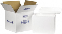 Made in USA - 11-3/4" Wide x 13-3/4" Long x 11-7/8" High Rectangle Insulated Box - 1 Wall, White - Apex Tool & Supply