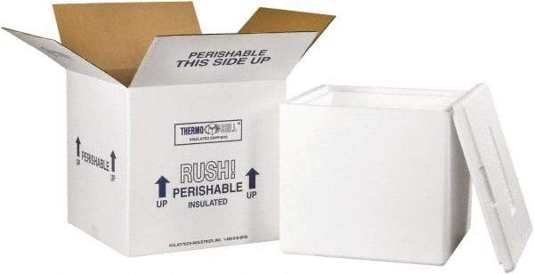 Made in USA - 13" Wide x 13" Long x 12-1/2" High Rectangle Insulated Box - 1 Wall, White - Apex Tool & Supply