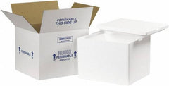 Made in USA - 10" Wide x 12" Long x 9" High Rectangle Insulated Box - 1 Wall, White - Apex Tool & Supply