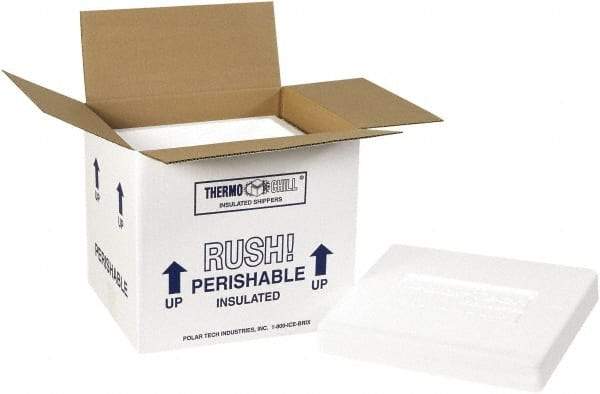 Made in USA - 8-1/4" Wide x 10-1/2" Long x 9-1/4" High Rectangle Insulated Box - 1 Wall, White - Apex Tool & Supply