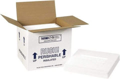 Made in USA - 8-1/4" Wide x 10-1/2" Long x 9-1/4" High Rectangle Insulated Box - 1 Wall, White - Apex Tool & Supply