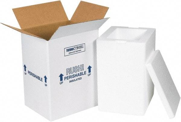 Made in USA - 6" Wide x 8" Long x 12" High Rectangle Insulated Box - 1 Wall, White - Apex Tool & Supply