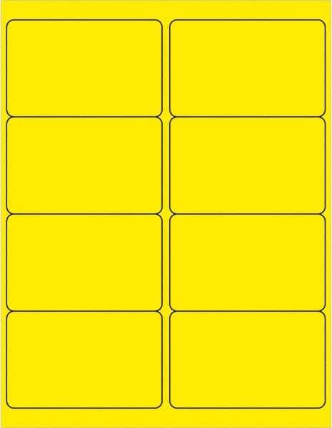 Made in USA - 4" Long, Fluorescent Yellow Paper Laser Label - For Laser Printers - Apex Tool & Supply