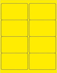 Made in USA - 4" Long, Fluorescent Yellow Paper Laser Label - For Laser Printers - Apex Tool & Supply