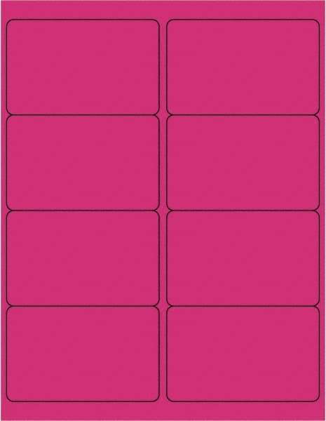 Made in USA - 4" Long, Fluorescent Pink Paper Laser Label - For Laser Printers - Apex Tool & Supply