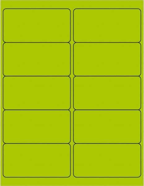 Tape Logic - 4" Long, Fluorescent Green Paper Laser Label - For Laser Printers - Apex Tool & Supply
