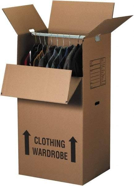 Made in USA - 20" Wide x 24" Long x 34" High Rectangle Moving Boxes - 2 Walls, Kraft (Color), 100 Lb Capacity - Apex Tool & Supply