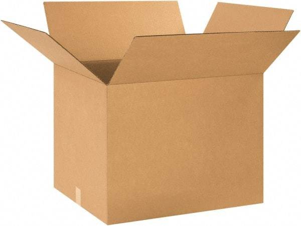 Made in USA - 20" Wide x 24" Long x 18" High Rectangle Corrugated Shipping Box - 1 Wall, Kraft (Color), 65 Lb Capacity - Apex Tool & Supply