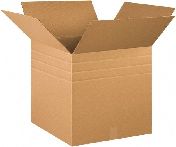 Made in USA - 20" Wide x 20" Long x 20" High Square Multi-Depth Box - 1 Wall, Kraft (Color), 95 Lb Capacity - Apex Tool & Supply