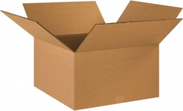Made in USA - 18" Wide x 18" Long x 10" High Rectangle Heavy Duty Corrugated Box - 2 Walls, Kraft (Color), 100 Lb Capacity - Apex Tool & Supply