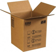 Made in USA - 12-1/2" Wide x 12-1/2" Long x 15-1/8" High Rectangle Corrugated Shipping Box - 2 Walls, Kraft (Color), 100 Lb Capacity - Apex Tool & Supply