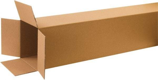 Made in USA - 12" Wide x 12" Long x 60" High Rectangle Corrugated Shipping Box - 1 Wall, Kraft (Color), 65 Lb Capacity - Apex Tool & Supply
