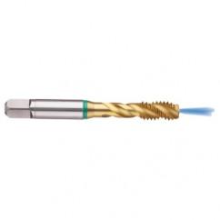 3/4-10 2B 4-Flute Cobalt Green Ring Semi-Bottoming 40 degree Spiral Flute Tap-TiN - Apex Tool & Supply