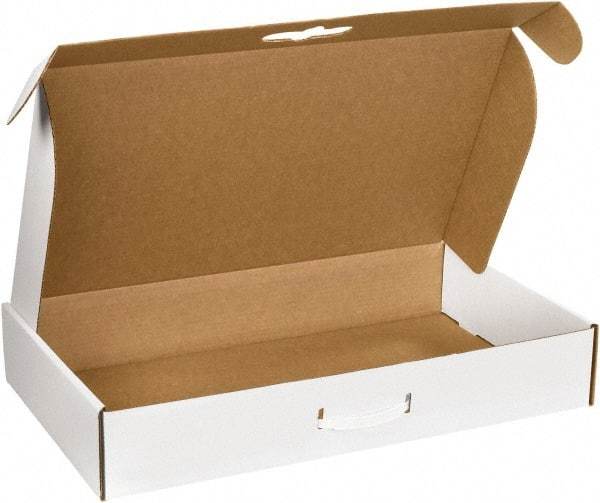 Made in USA - 14" Wide x 24" Long x 4" High Rectangle Corrugated Shipping Box - 1 Wall, White - Apex Tool & Supply