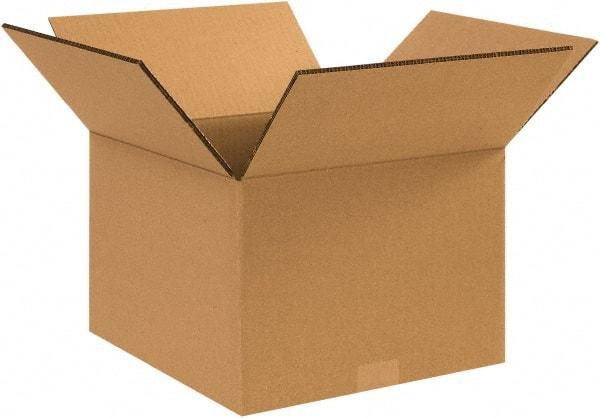 Made in USA - 12" Wide x 14" Long x 10" High Rectangle Heavy Duty Corrugated Box - 2 Walls, Kraft (Color), 100 Lb Capacity - Apex Tool & Supply