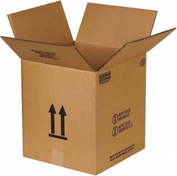 Made in USA - 12-1/8" Wide x 12-1/8" Long x 13-5/8" High Rectangle Corrugated Shipping Box - 2 Walls, Kraft (Color), 120 Lb Capacity - Apex Tool & Supply