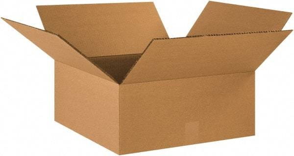 Made in USA - 18" Wide x 18" Long x 6" High Rectangle Heavy Duty Corrugated Box - 2 Walls, Kraft (Color), 100 Lb Capacity - Apex Tool & Supply