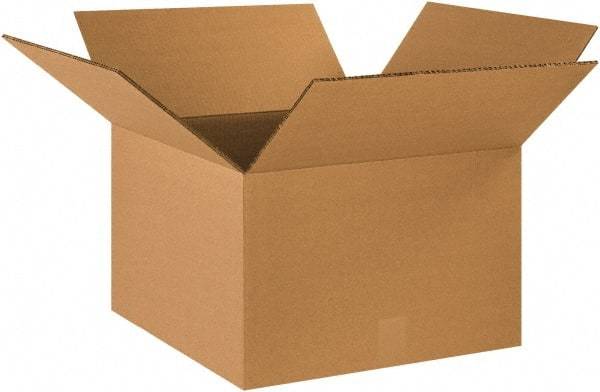 Made in USA - 18" Wide x 18" Long x 12" High Rectangle Heavy Duty Corrugated Box - 2 Walls, Kraft (Color), 100 Lb Capacity - Apex Tool & Supply