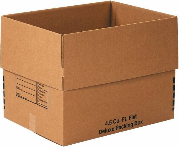 Made in USA - 18" Wide x 24" Long x 18" High Rectangle Moving Boxes - 1 Wall, Kraft (Color), 65 Lb Capacity - Apex Tool & Supply