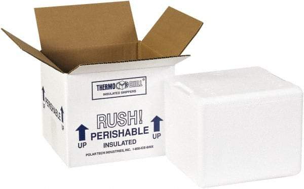 Made in USA - 5" Wide x 6" Long x 4-1/2" High Rectangle Insulated Box - 1 Wall, White - Apex Tool & Supply