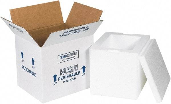 Made in USA - 6" Wide x 8" Long x 7" High Rectangle Insulated Box - 1 Wall, White - Apex Tool & Supply