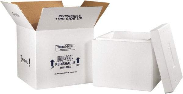 Made in USA - 16-3/4" Wide x 16-3/4" Long x 15" High Rectangle Insulated Box - 1 Wall, White - Apex Tool & Supply
