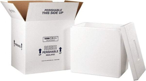 Made in USA - 14" Wide x 18" Long x 19" High Rectangle Insulated Box - 1 Wall, White - Apex Tool & Supply