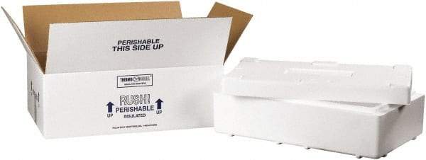 Made in USA - 11-1/2" Wide x 19-1/2" Long x 4-1/8" High Rectangle Insulated Box - 1 Wall, White - Apex Tool & Supply