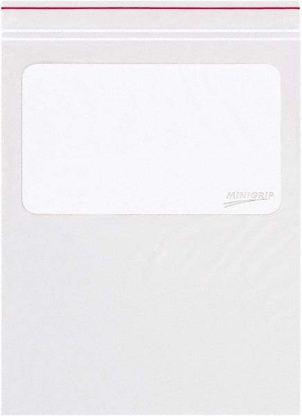 Minigrip - 5 x 8", 2 mil Minigrip White Block Reclosable Polybags - Clear - Apex Tool & Supply