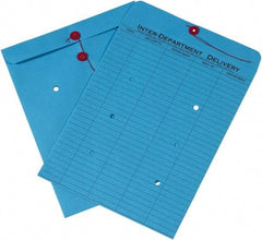Made in USA - 13" Long x 10" Wide Draw String Inter-Department Envelope - Blue - Apex Tool & Supply
