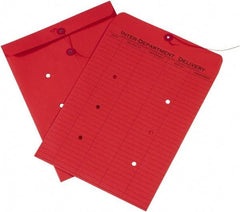 Made in USA - 13" Long x 10" Wide Draw String Inter-Department Envelope - Red - Apex Tool & Supply