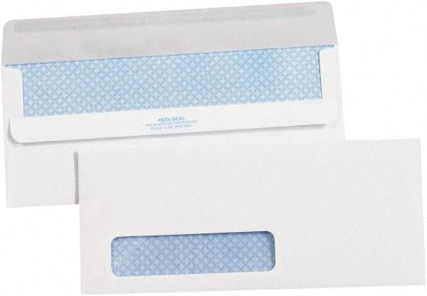Made in USA - 9-1/2" Long x 4-1/8" Wide Self Seal Plain White Envelope with Window - White - Apex Tool & Supply