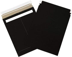 Made in USA - 12-1/4" Long x 9-3/4" Wide Peel-Off Self-Seal Flat Mailer - Black - Apex Tool & Supply